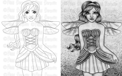 Learn how grayscale coloring differs from traditional black and white line art coloring pages!